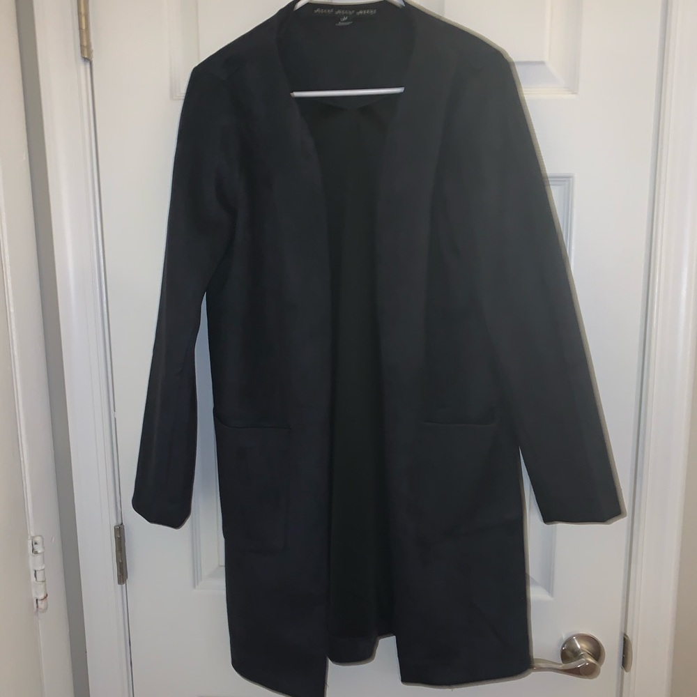 Navy cardigan suede jacket